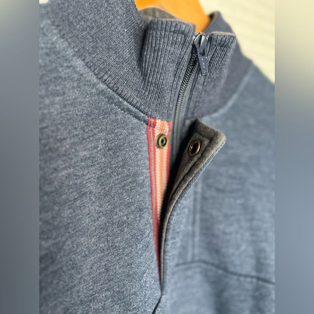 Orvis Men's Pullover Sweatshirt Fleece Lined Quarter Zip Outdoor Size L Blue - Picture 7 of 15